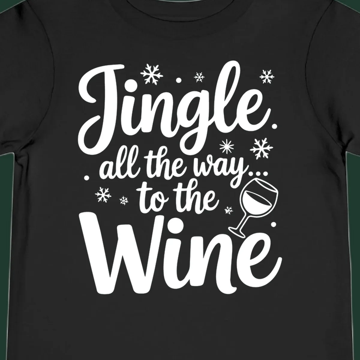 Christmas wine saying typographic design with snowflakes and wine glass.