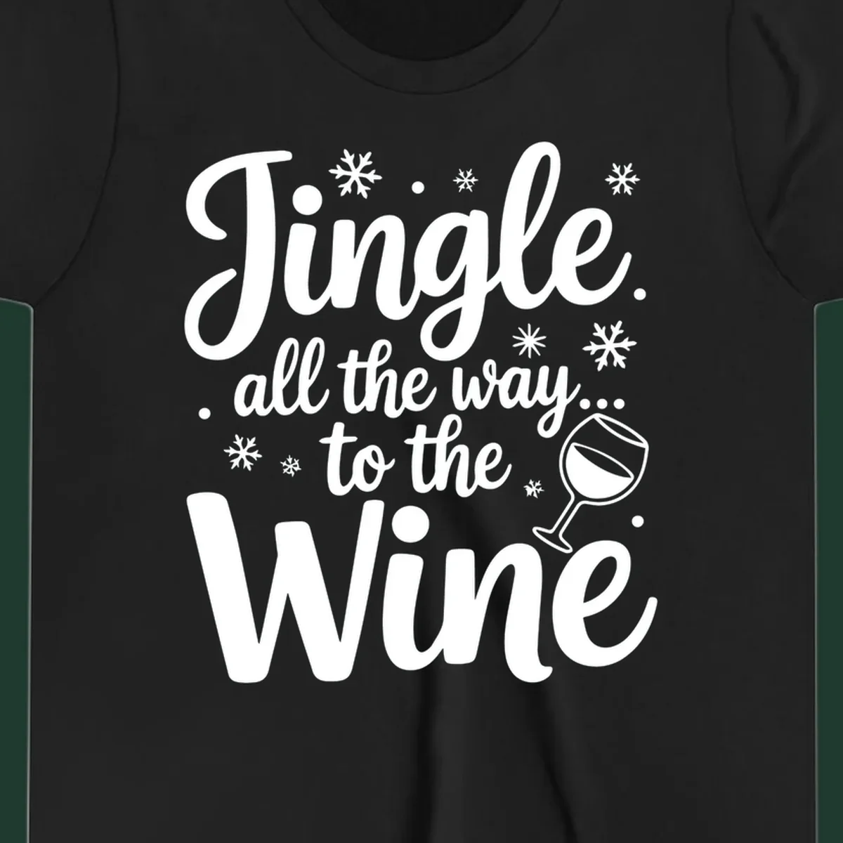 Christmas wine saying typographic design with snowflakes and wine glass.