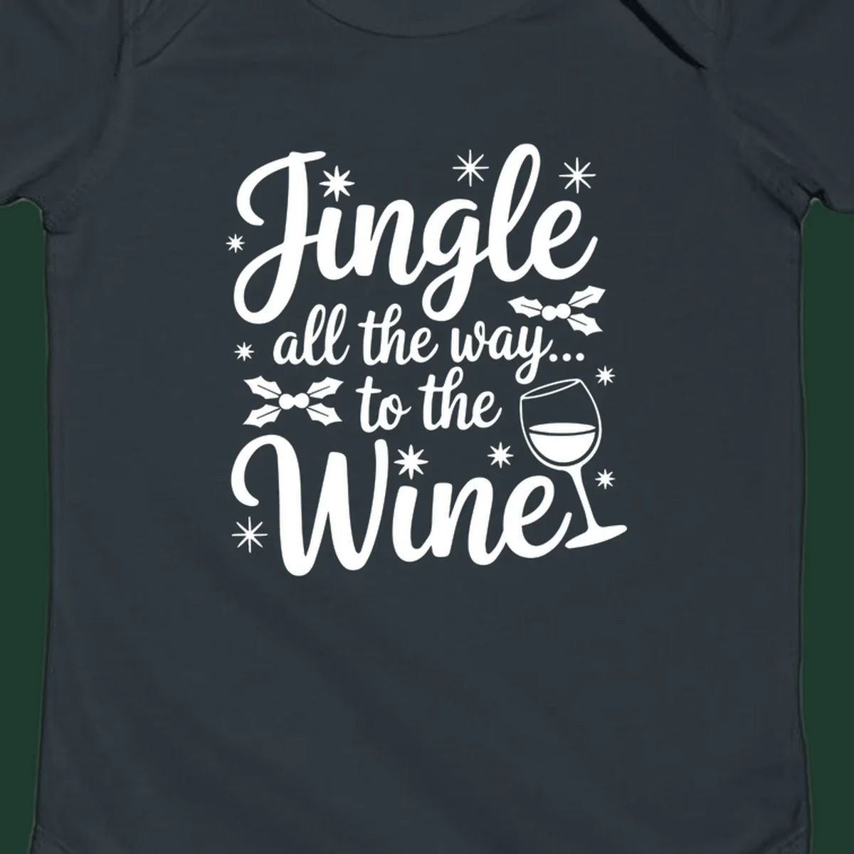 Jingle all the way to the Wines Christmas graphic with wine glass and holly.