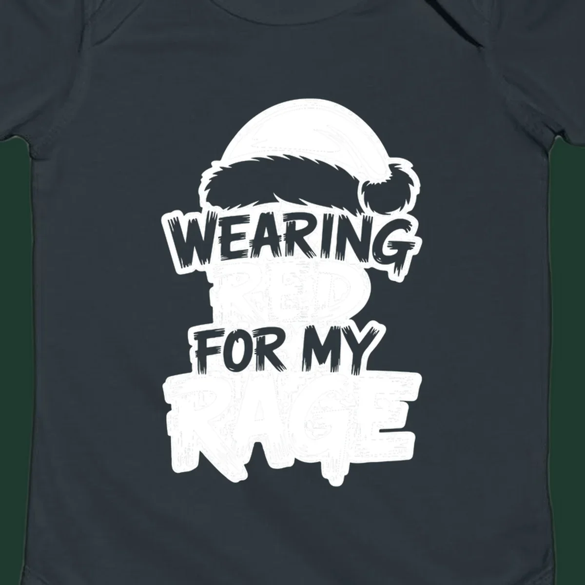Wearing red for my rage graphic tee with Santa hat and distressed lettering.