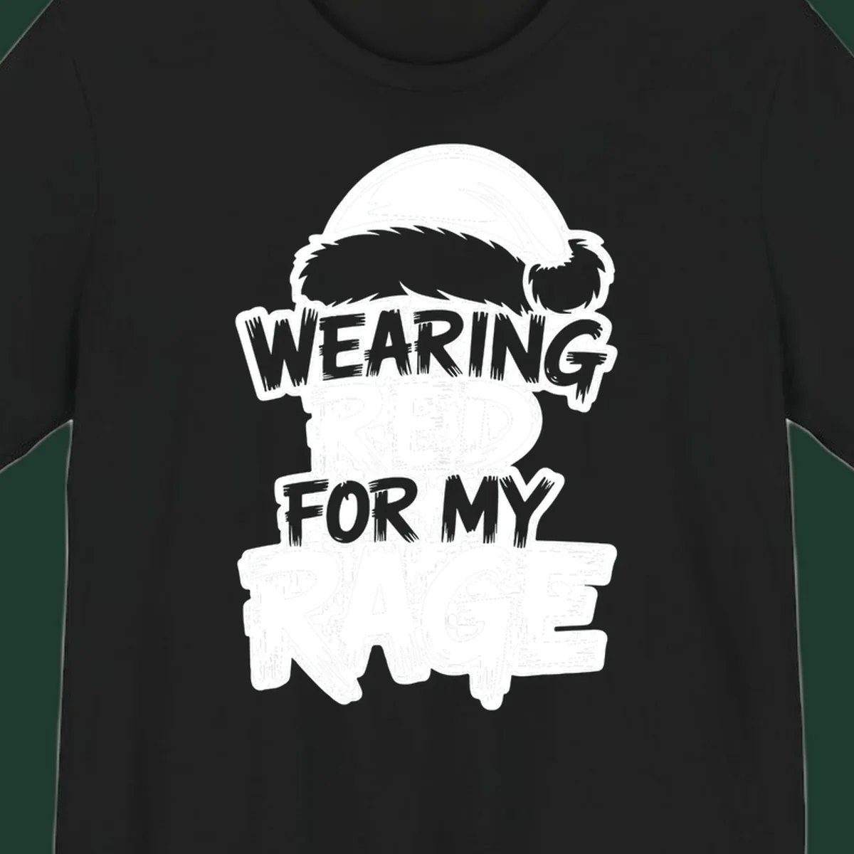 Wearing red for my rage graphic tee with Santa hat and distressed lettering.