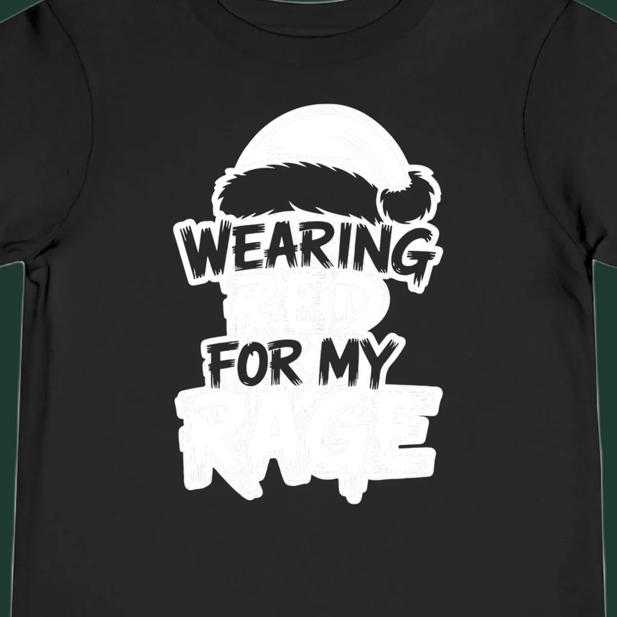 Wearing red for my rage graphic tee with Santa hat and distressed lettering.