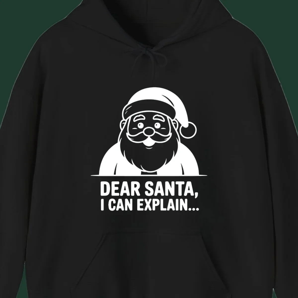 Santa Claus illustration with text: Dear Santa, I Can Explain...