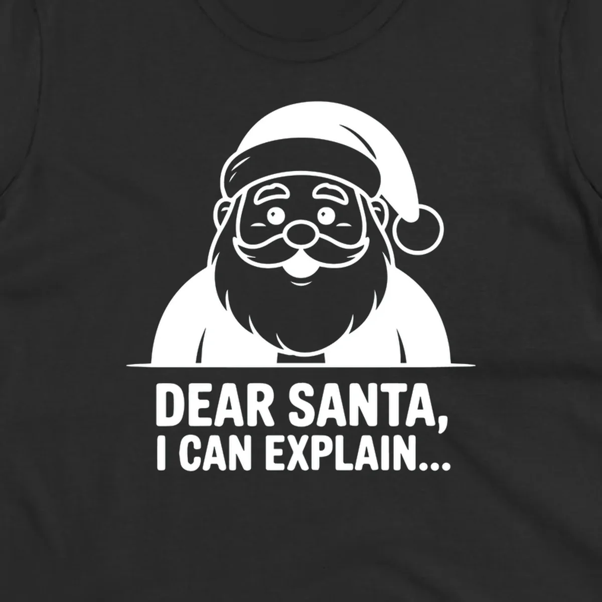 Santa Claus illustration with text: Dear Santa, I Can Explain...