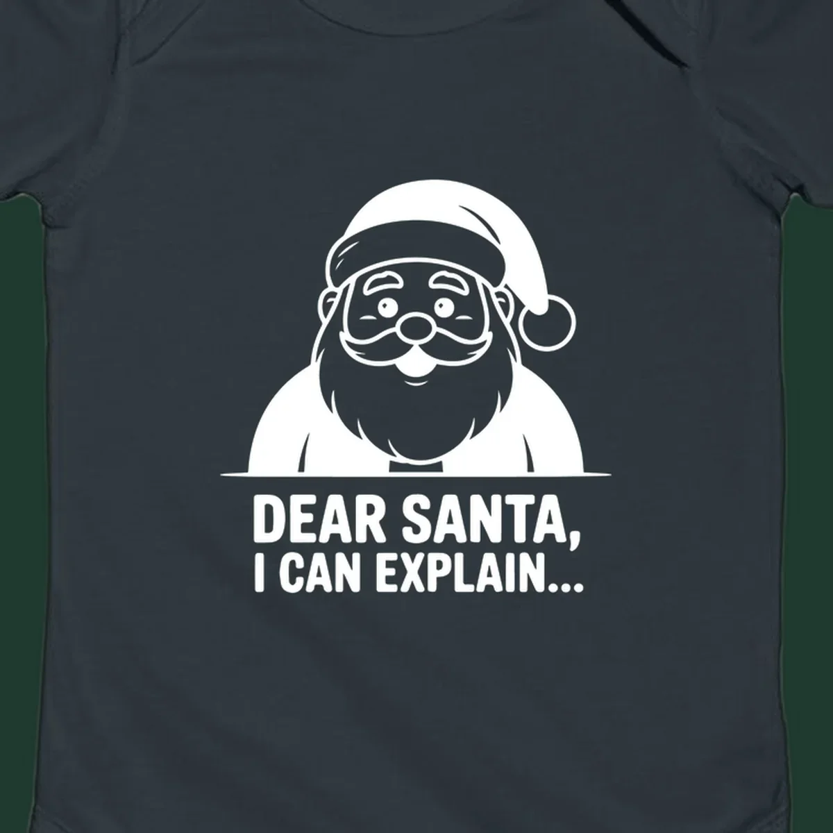 Santa Claus illustration with text: Dear Santa, I Can Explain...