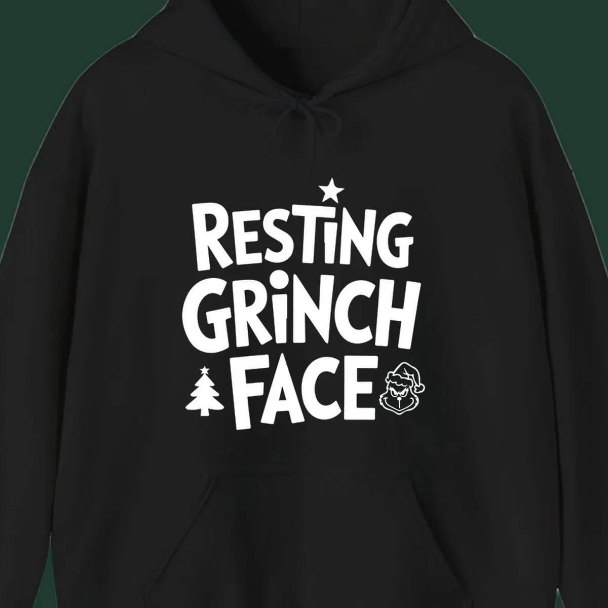 Resting Grinch Face graphic design with typography and character elements.
