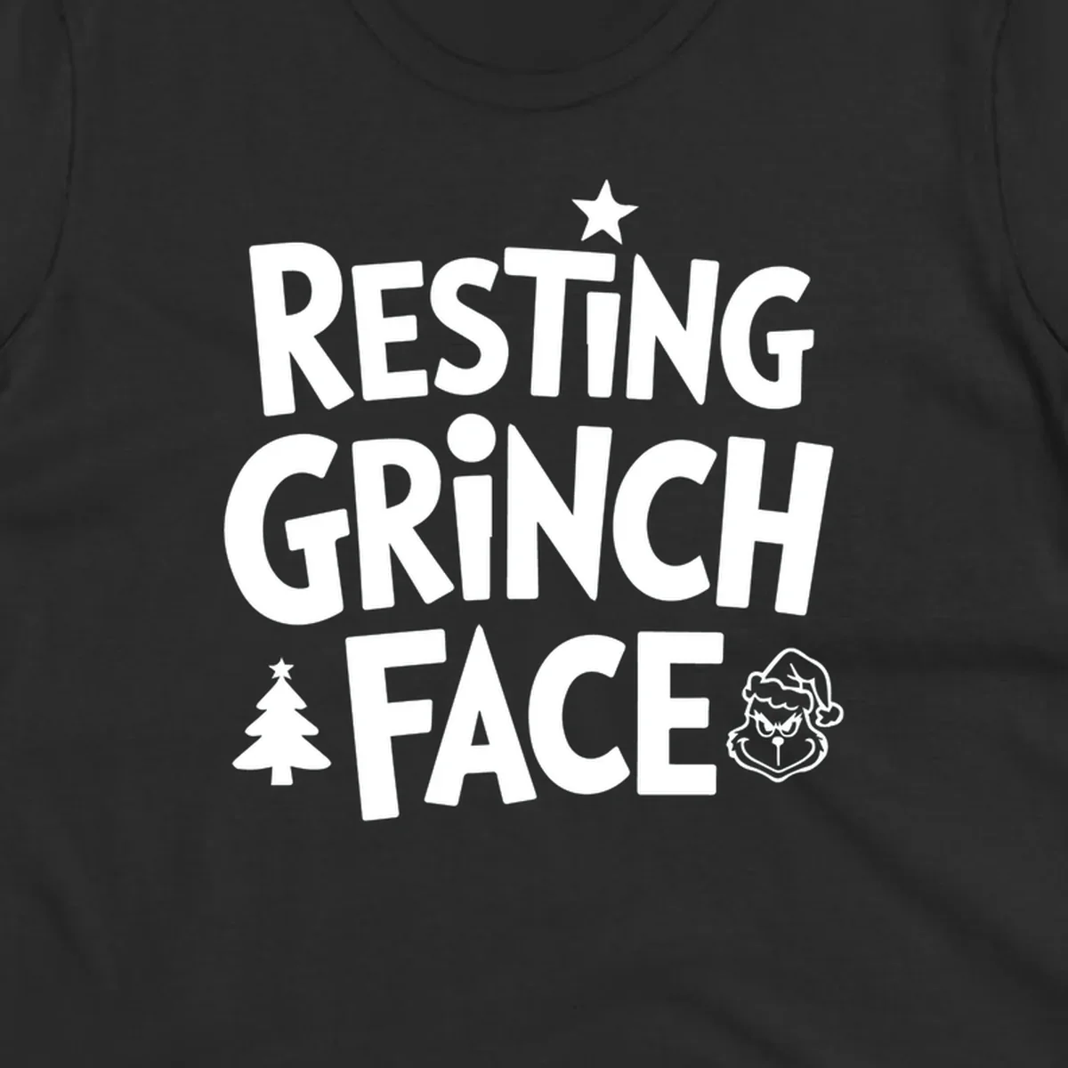 Resting Grinch Face graphic design with typography and character elements.