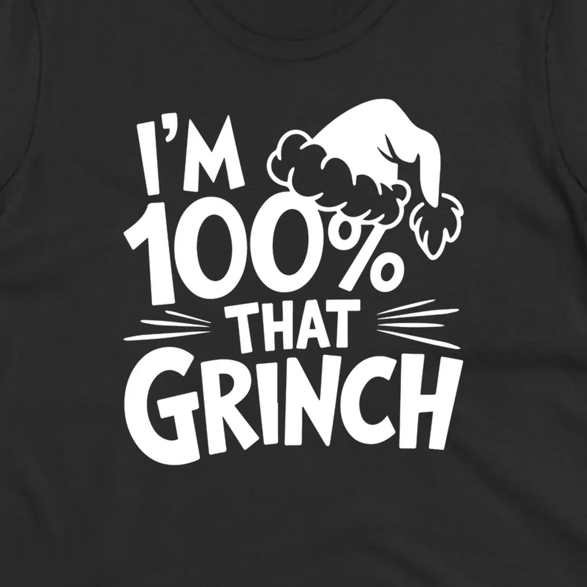 I'm 100% That Grinch text and Santa hat graphic.