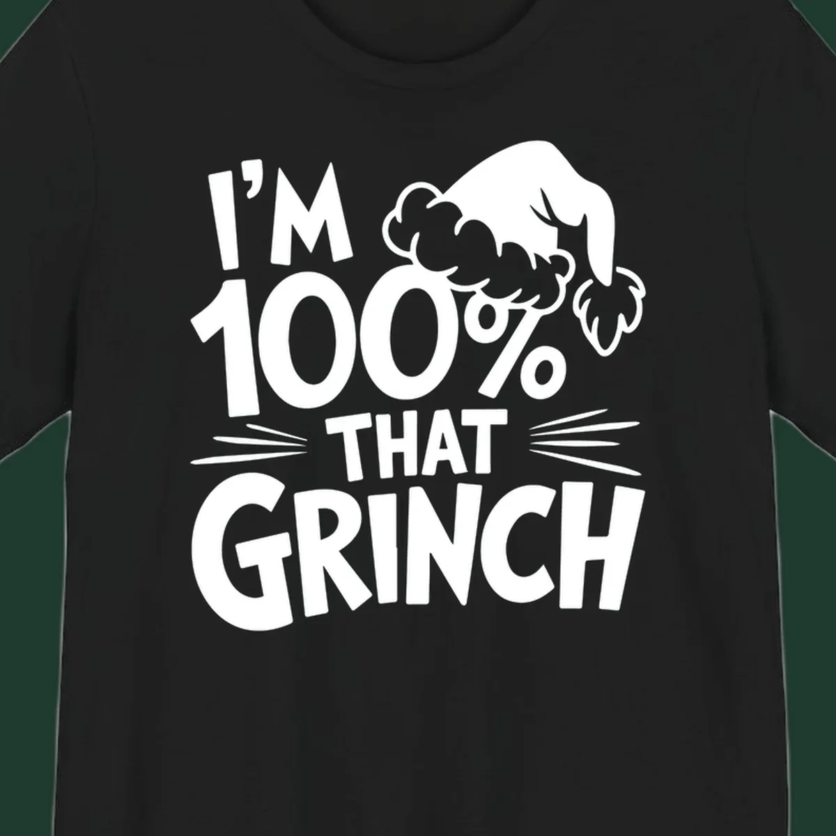 I'm 100% That Grinch text and Santa hat graphic.