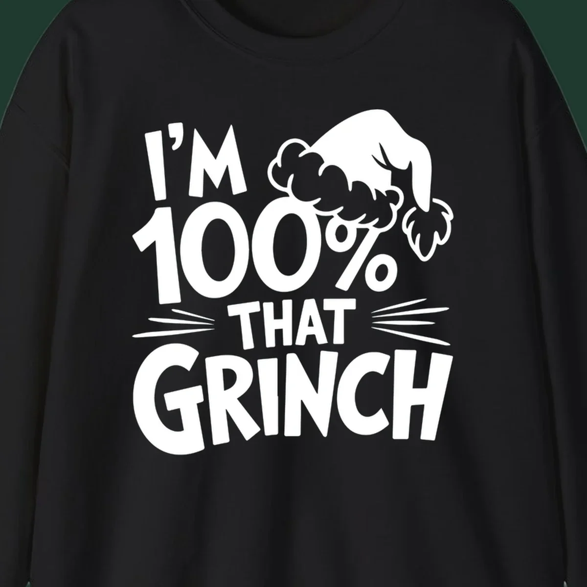 I'm 100% That Grinch text and Santa hat graphic.
