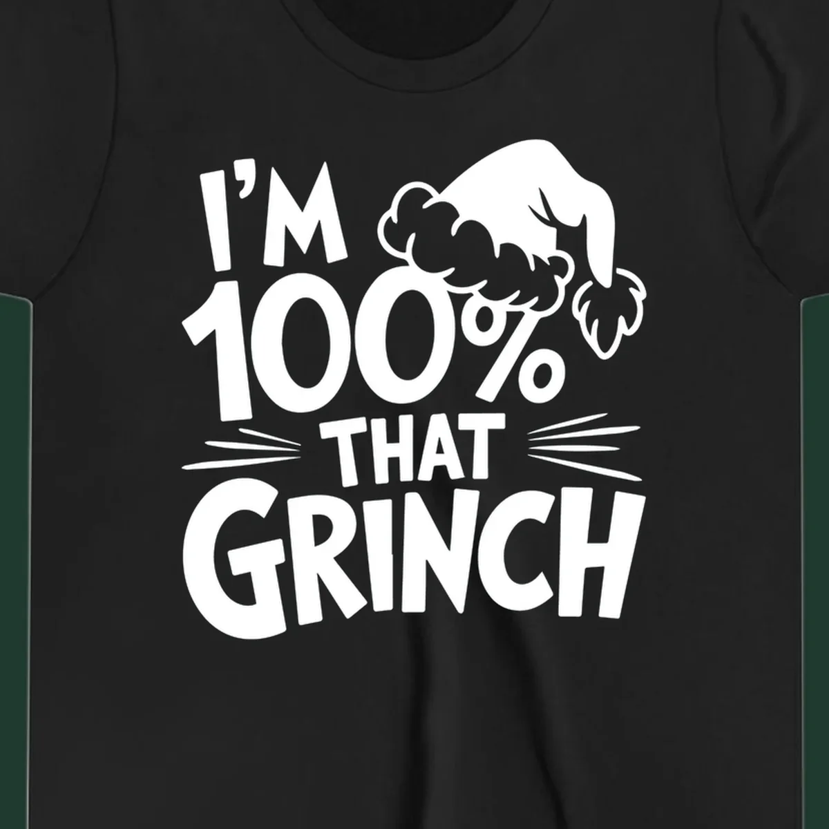 I'm 100% That Grinch text and Santa hat graphic.