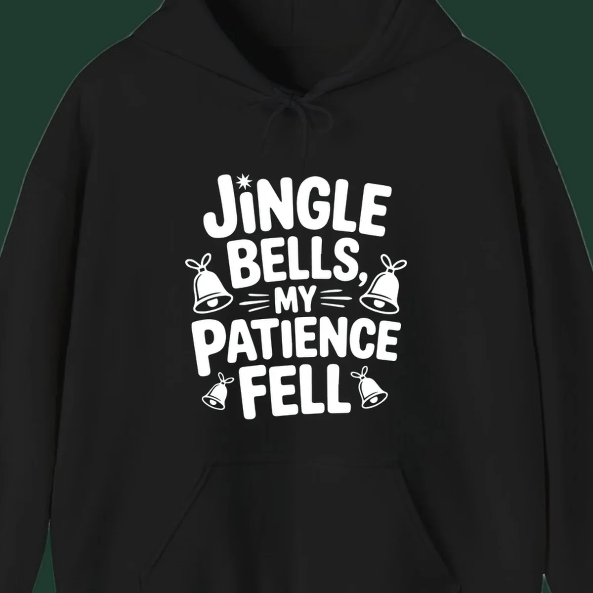 Jingle Bells My Patience Fell Christmas Phrase Typography with Bell Illustrations.
