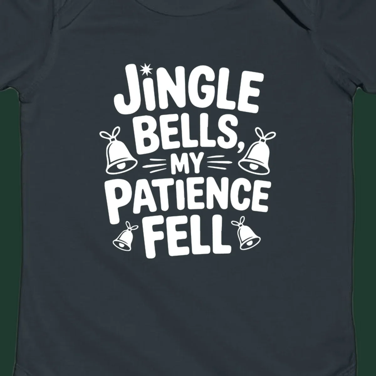 Jingle Bells My Patience Fell Christmas Phrase Typography with Bell Illustrations.