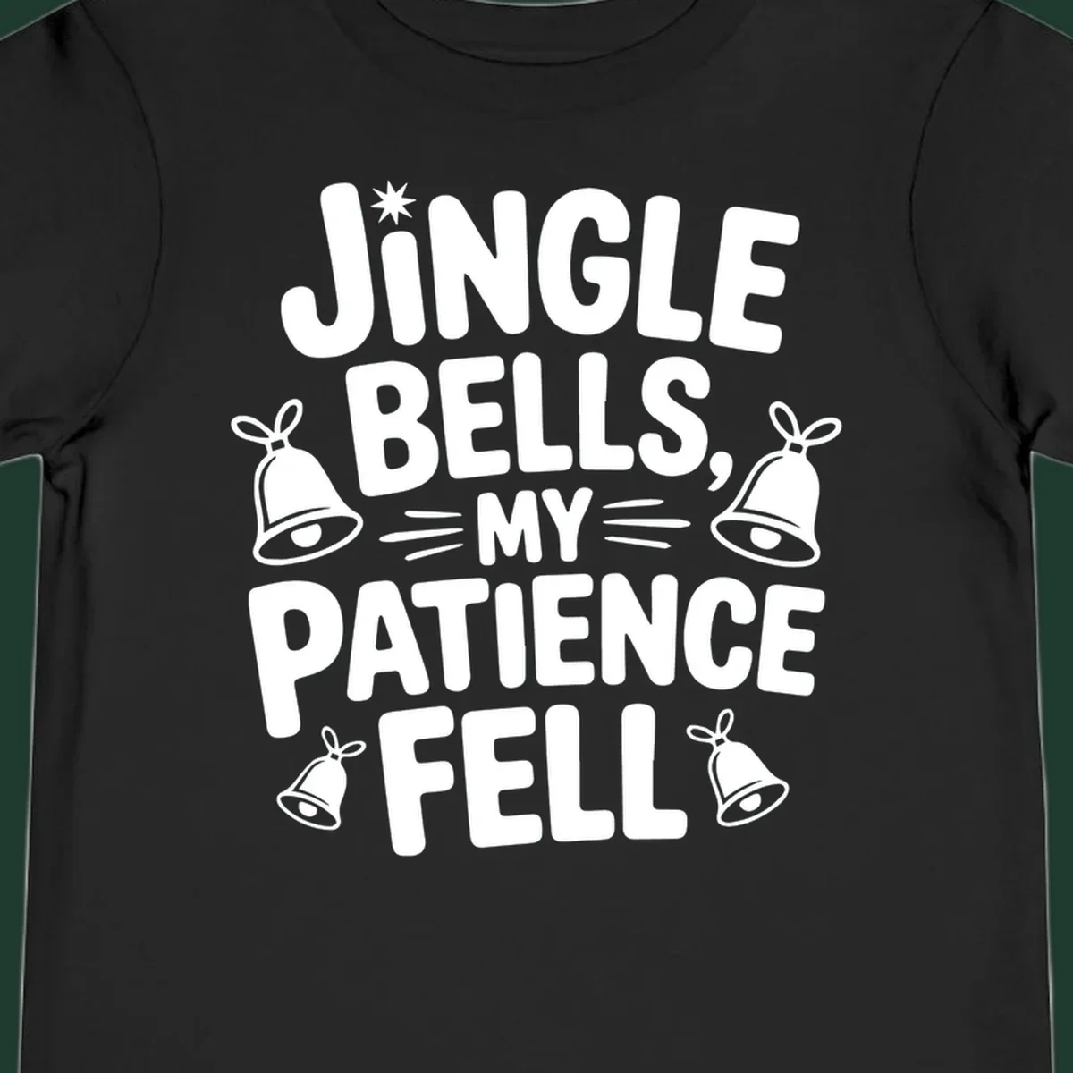 Jingle Bells My Patience Fell Christmas Phrase Typography with Bell Illustrations.