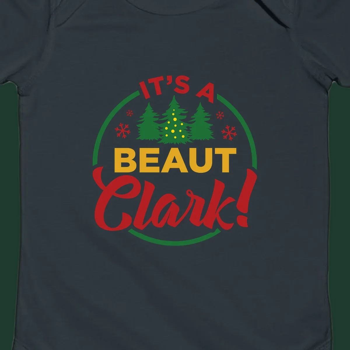 Its A Beaut Clark Christmas design with text and holiday illustrations.