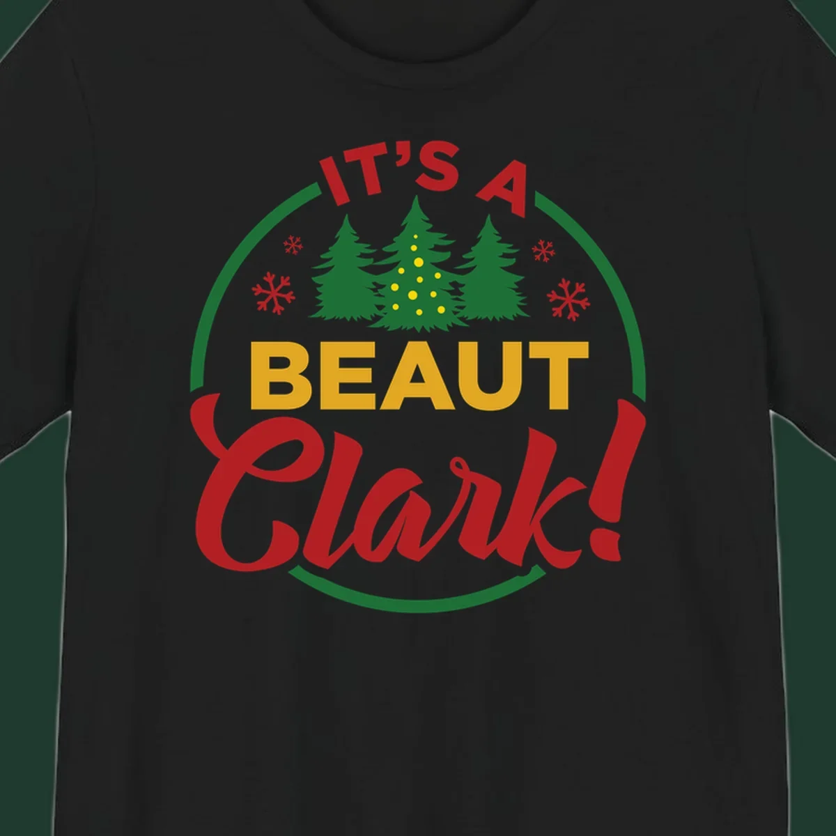 Its A Beaut Clark Christmas design with text and holiday illustrations.