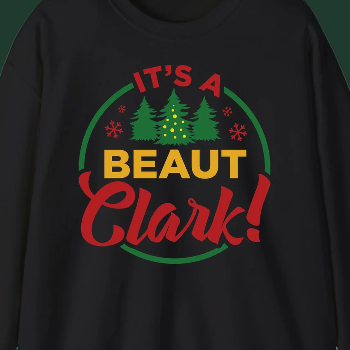 Its A Beaut Clark Christmas design with text and holiday illustrations.