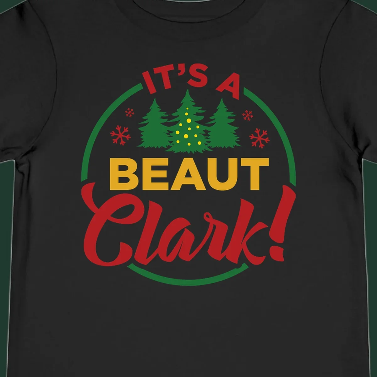 Its A Beaut Clark Christmas design with text and holiday illustrations.