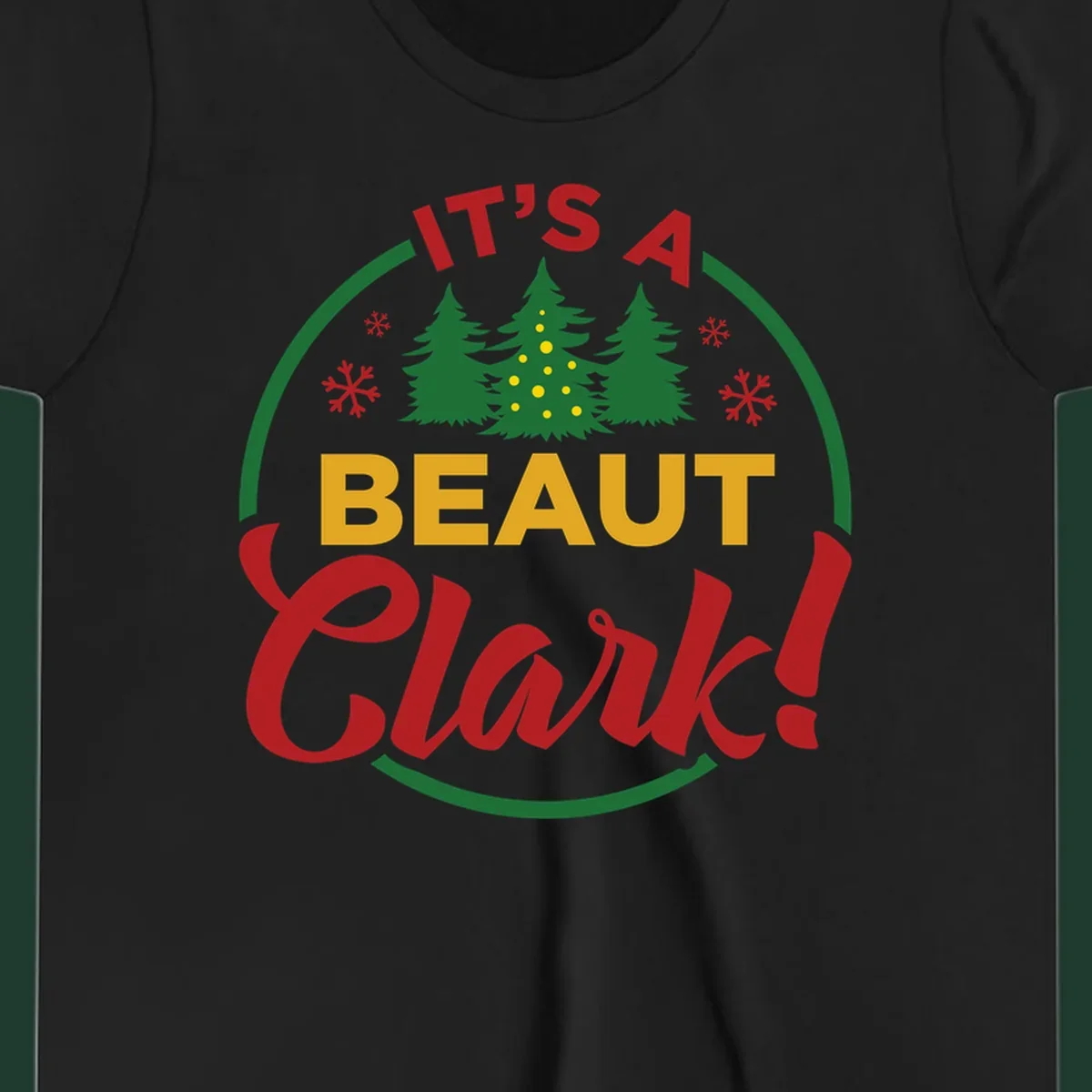 Its A Beaut Clark Christmas design with text and holiday illustrations.