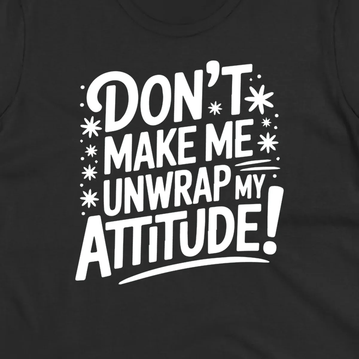 Attitude warning typography graphic tee with bold white text.