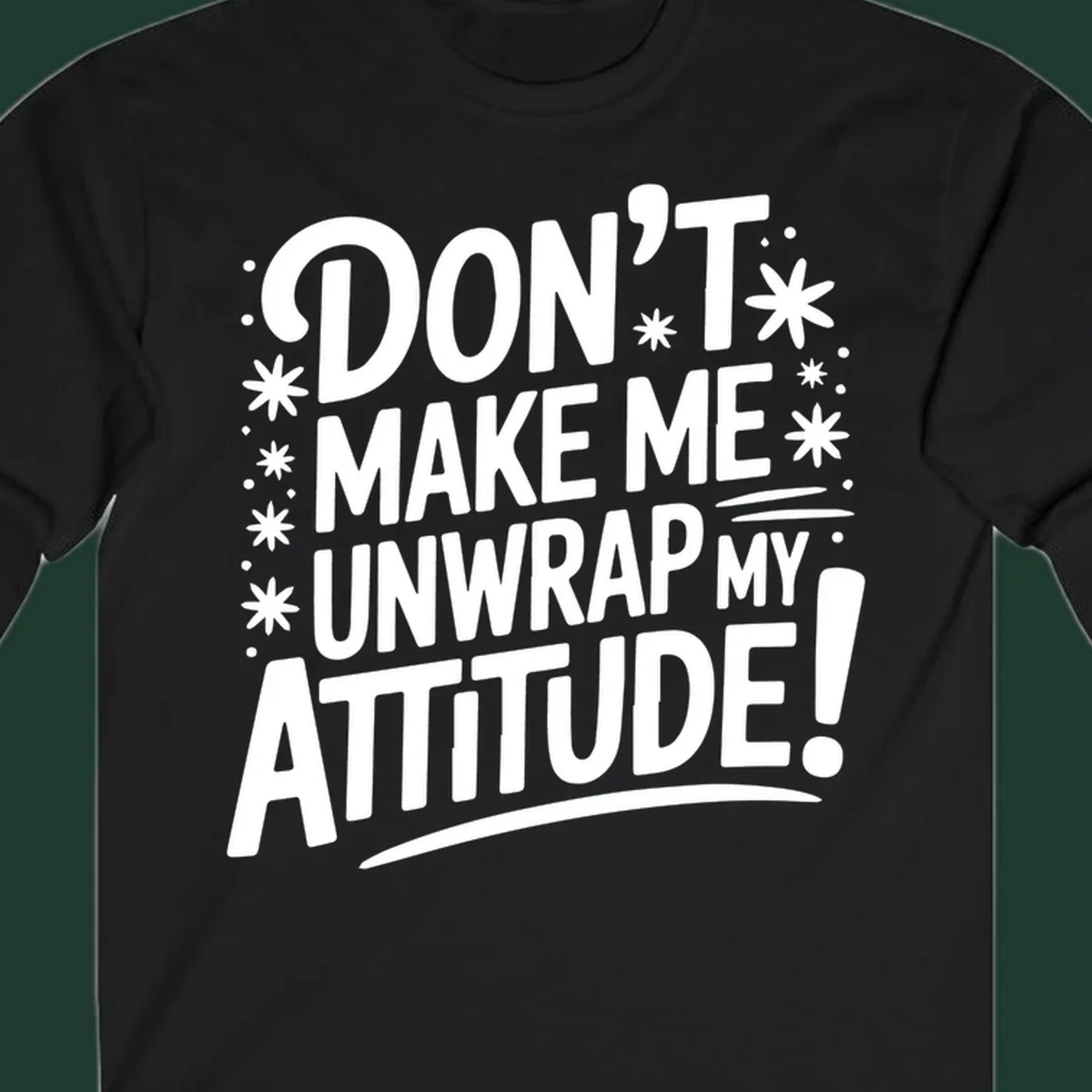 Attitude warning typography graphic tee with bold white text.