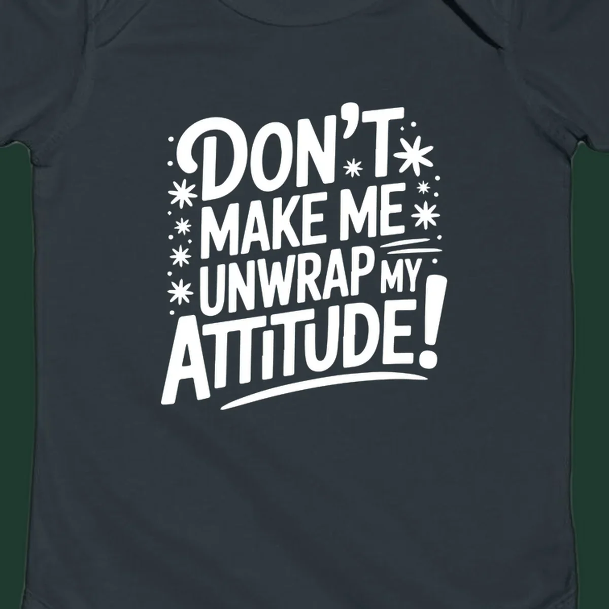 Attitude warning typography graphic tee with bold white text.