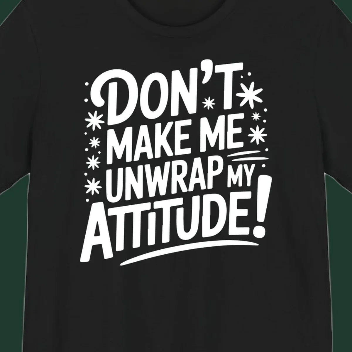 Attitude warning typography graphic tee with bold white text.