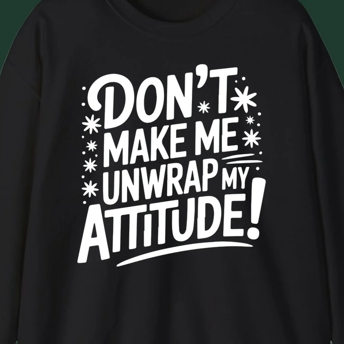 Attitude warning typography graphic tee with bold white text.