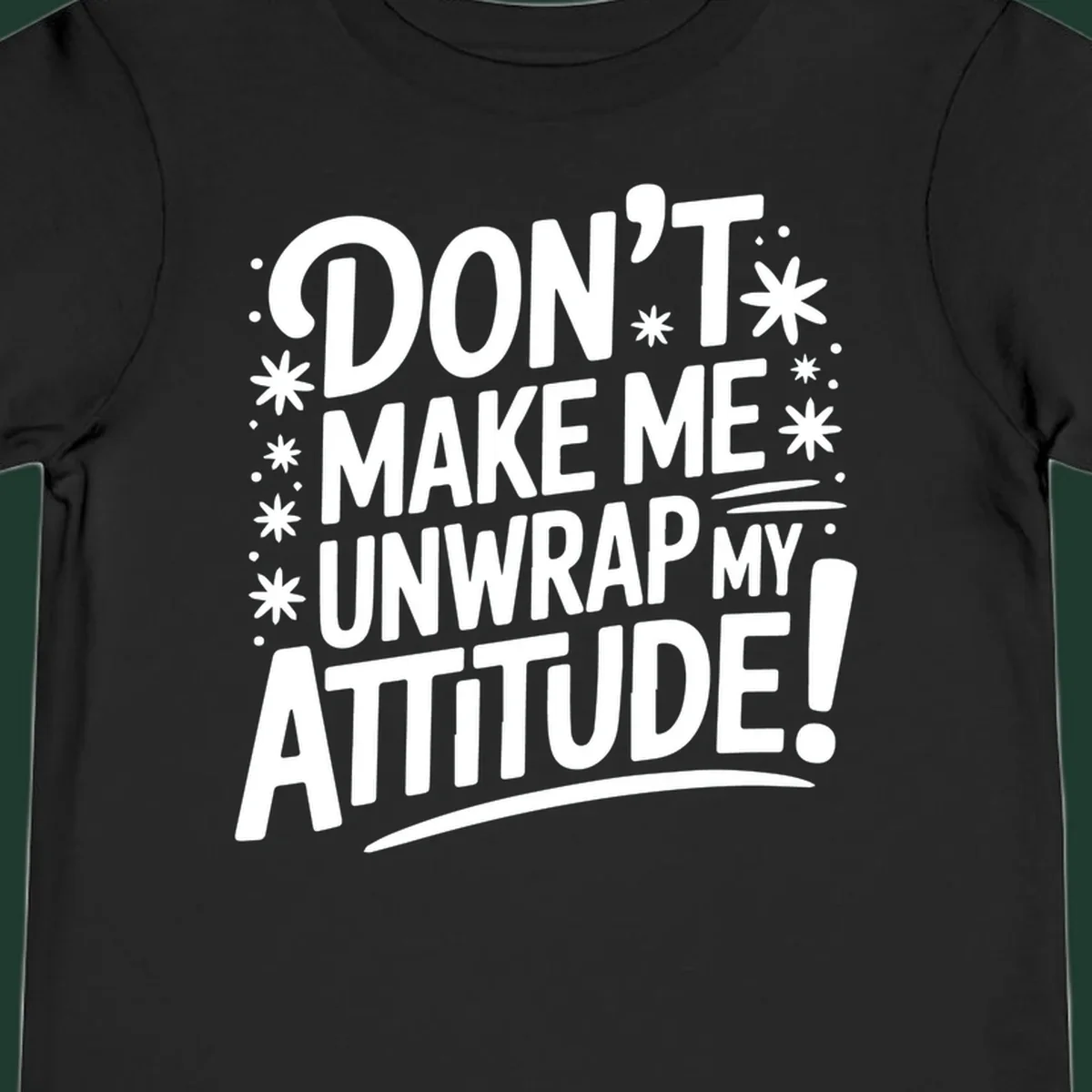 Attitude warning typography graphic tee with bold white text.