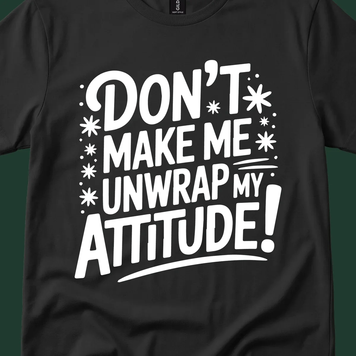 Attitude warning typography graphic tee with bold white text.