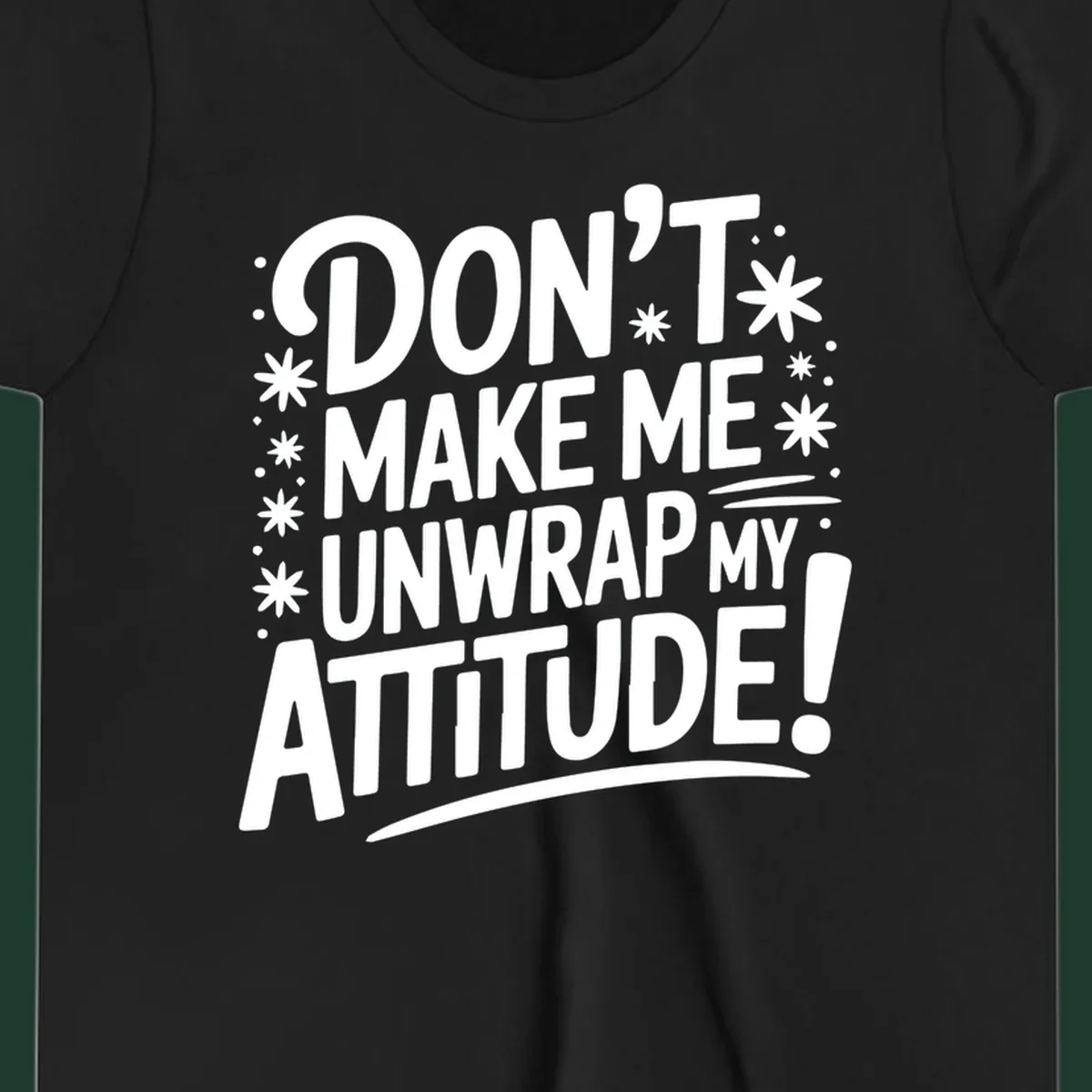 Attitude warning typography graphic tee with bold white text.