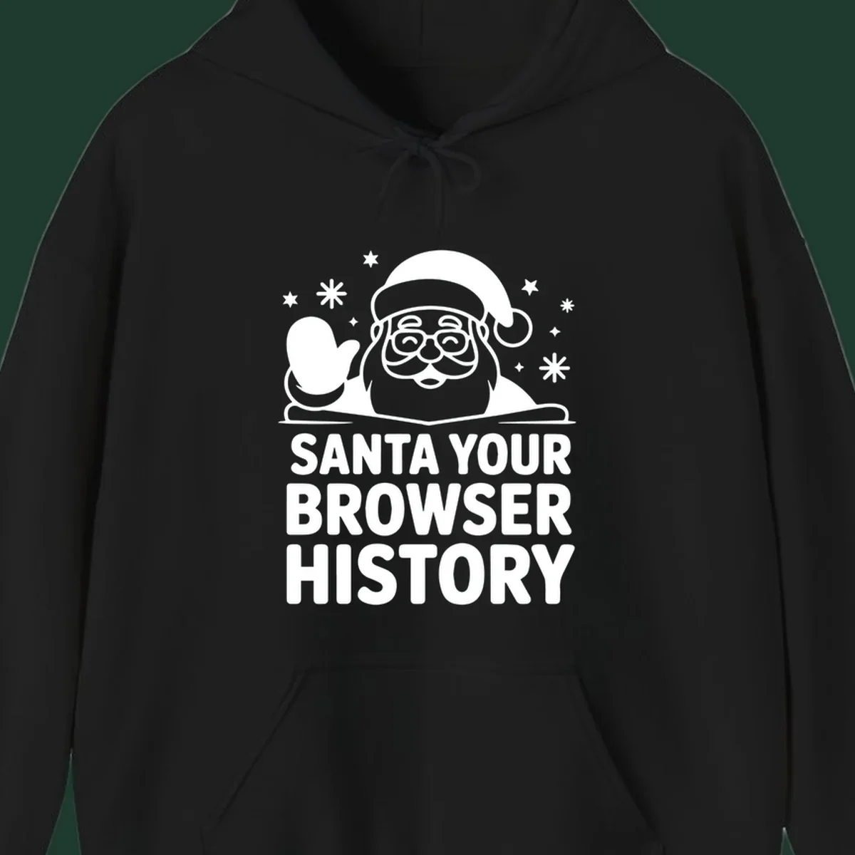 Santa your browser history graphic featuring Santa Claus illustration and text.