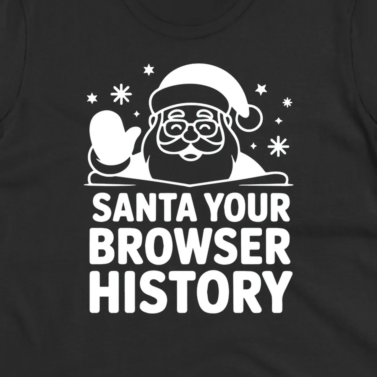 Santa your browser history graphic featuring Santa Claus illustration and text.