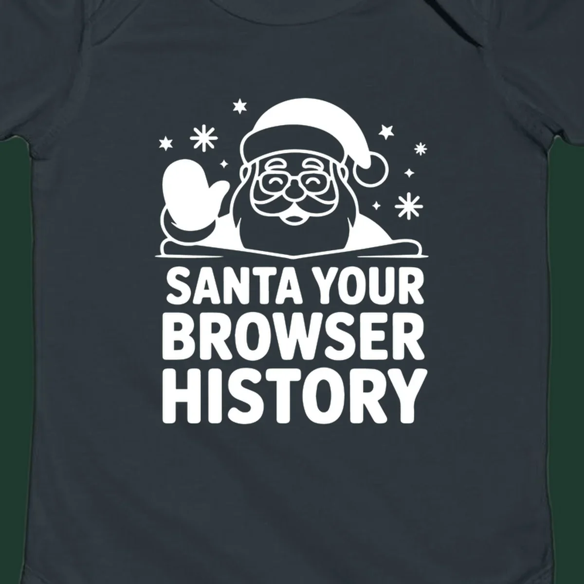 Santa your browser history graphic featuring Santa Claus illustration and text.