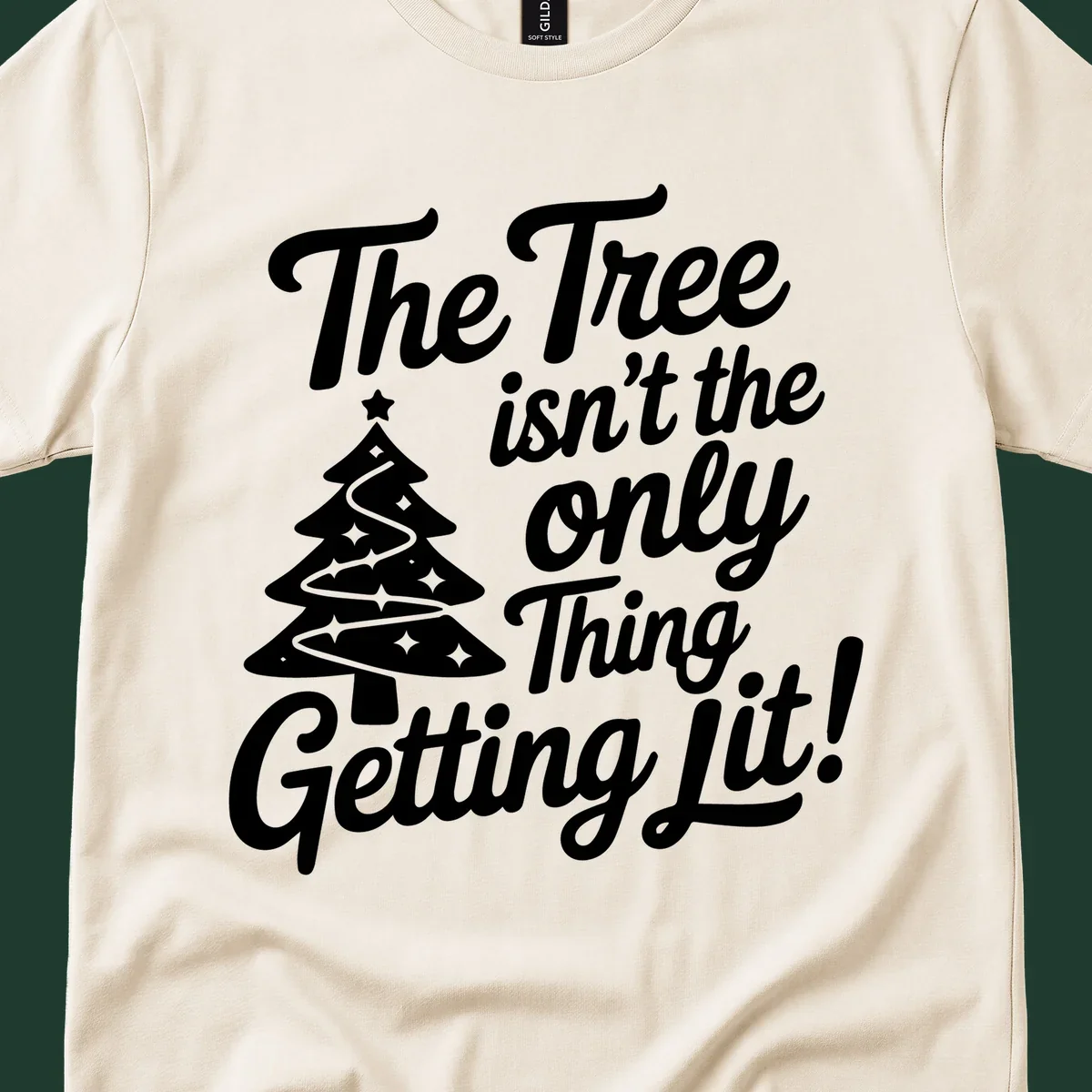 Text 'The Tree Isn't the Only Thing Getting Lit!' with a Christmas tree illustration.