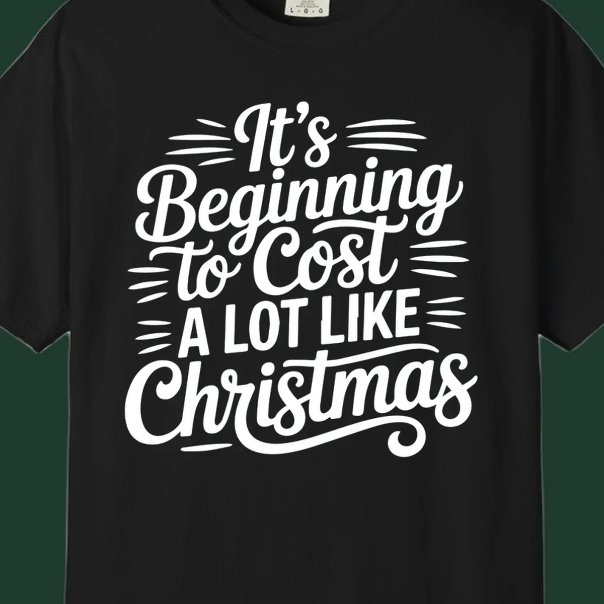 White typography design that reads "It's Beginning To Cost A Lot Like Christmas".