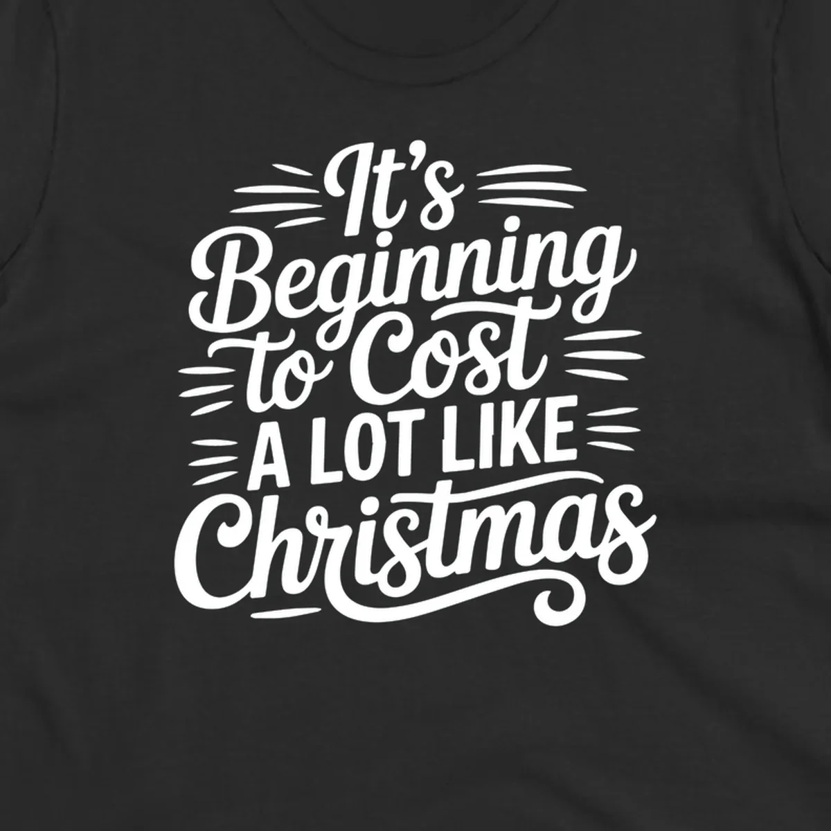 White typography design that reads "It's Beginning To Cost A Lot Like Christmas".