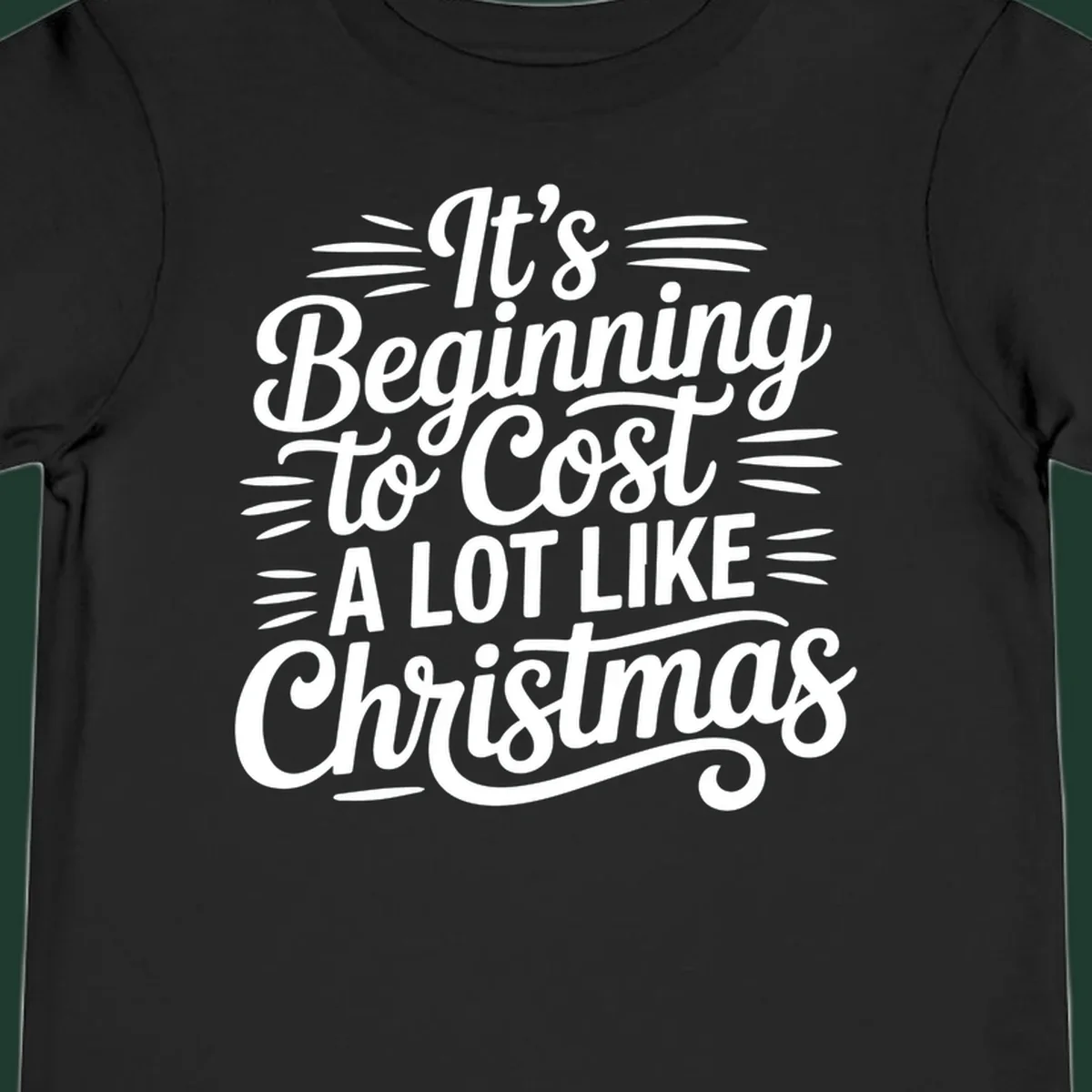 White typography design that reads "It's Beginning To Cost A Lot Like Christmas".