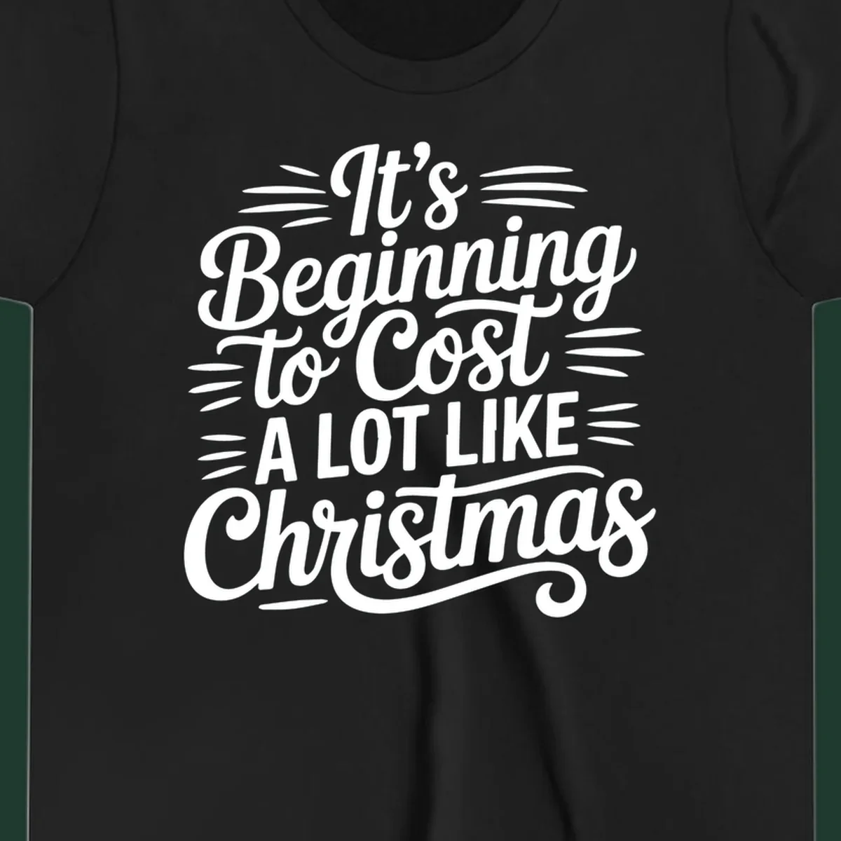 White typography design that reads "It's Beginning To Cost A Lot Like Christmas".