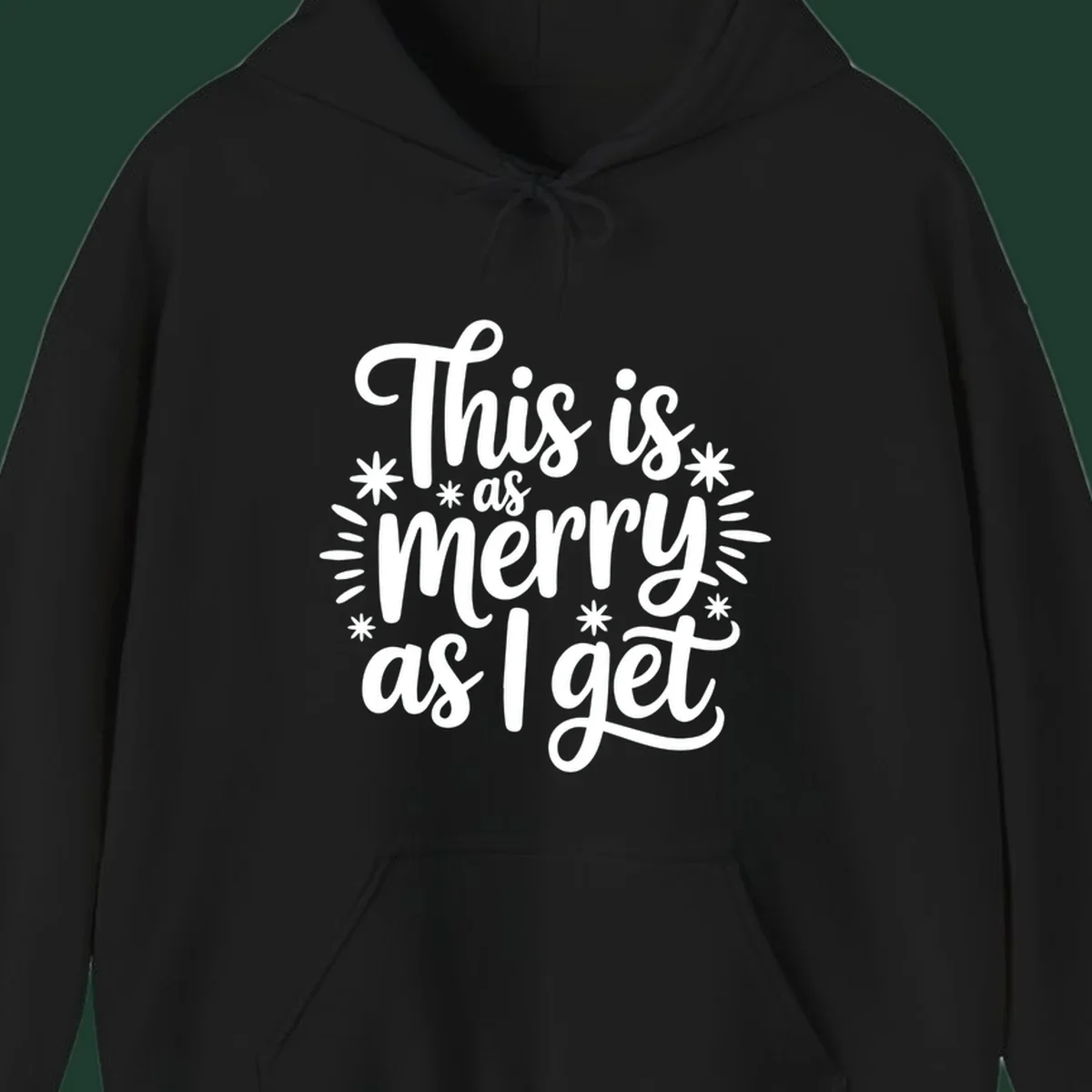 This is as merry as I get text design with starburst elements.