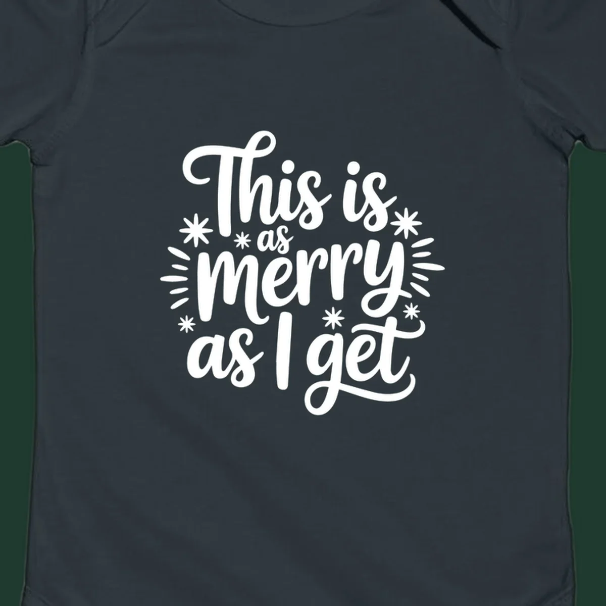 This is as merry as I get text design with starburst elements.
