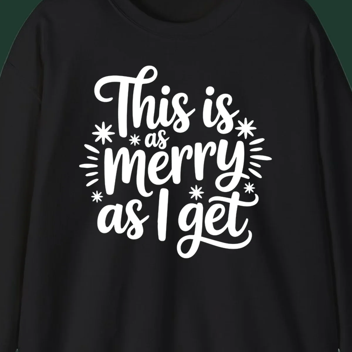 This is as merry as I get text design with starburst elements.