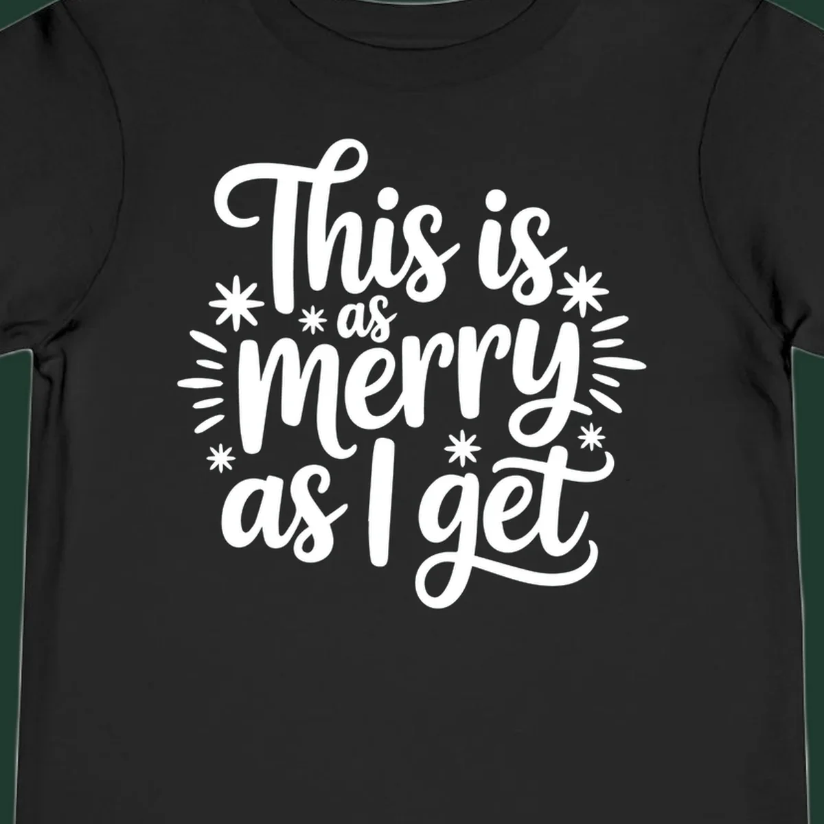 This is as merry as I get text design with starburst elements.