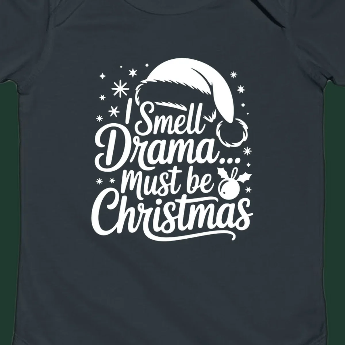 Drama christmas phrase with santa hat graphic