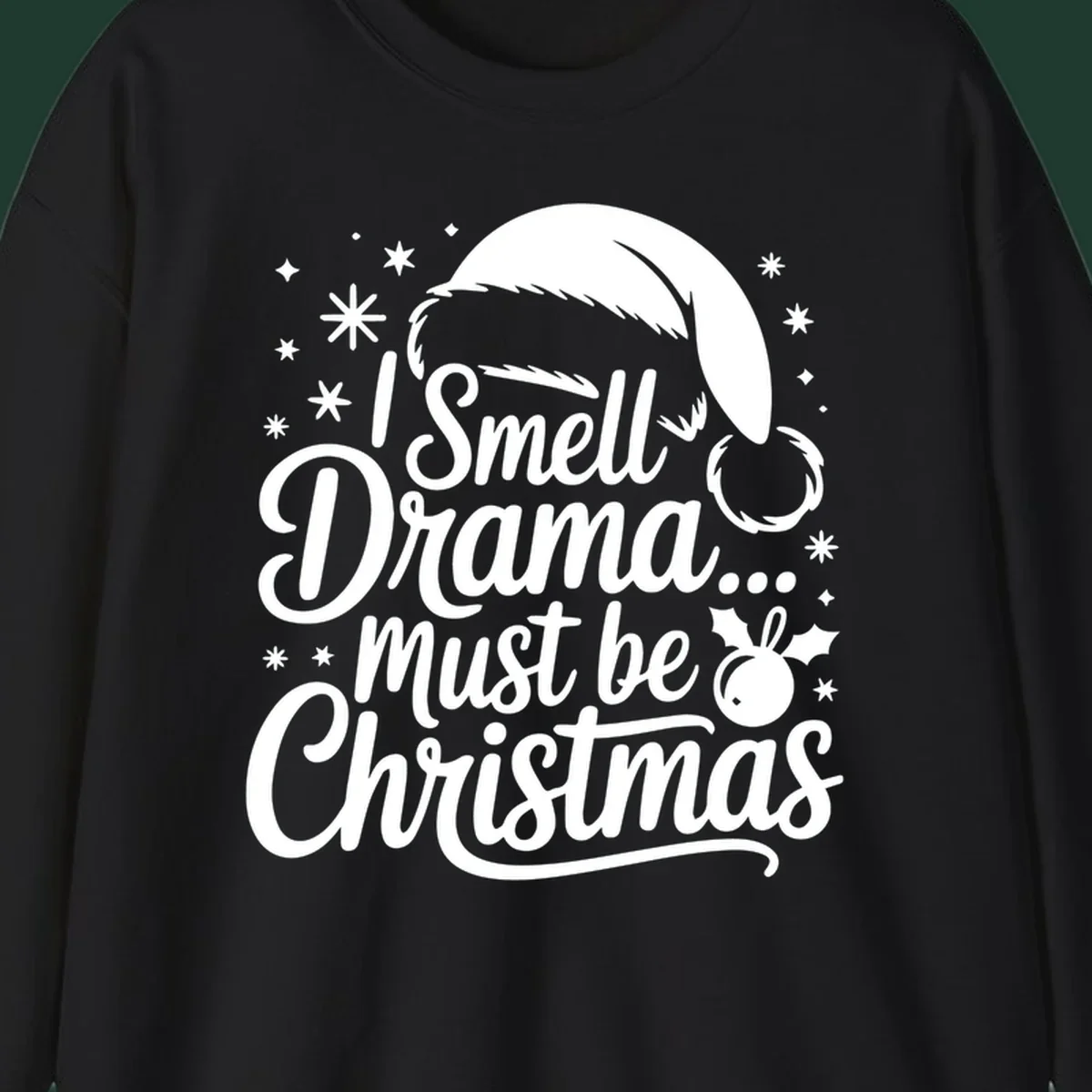 Drama christmas phrase with santa hat graphic