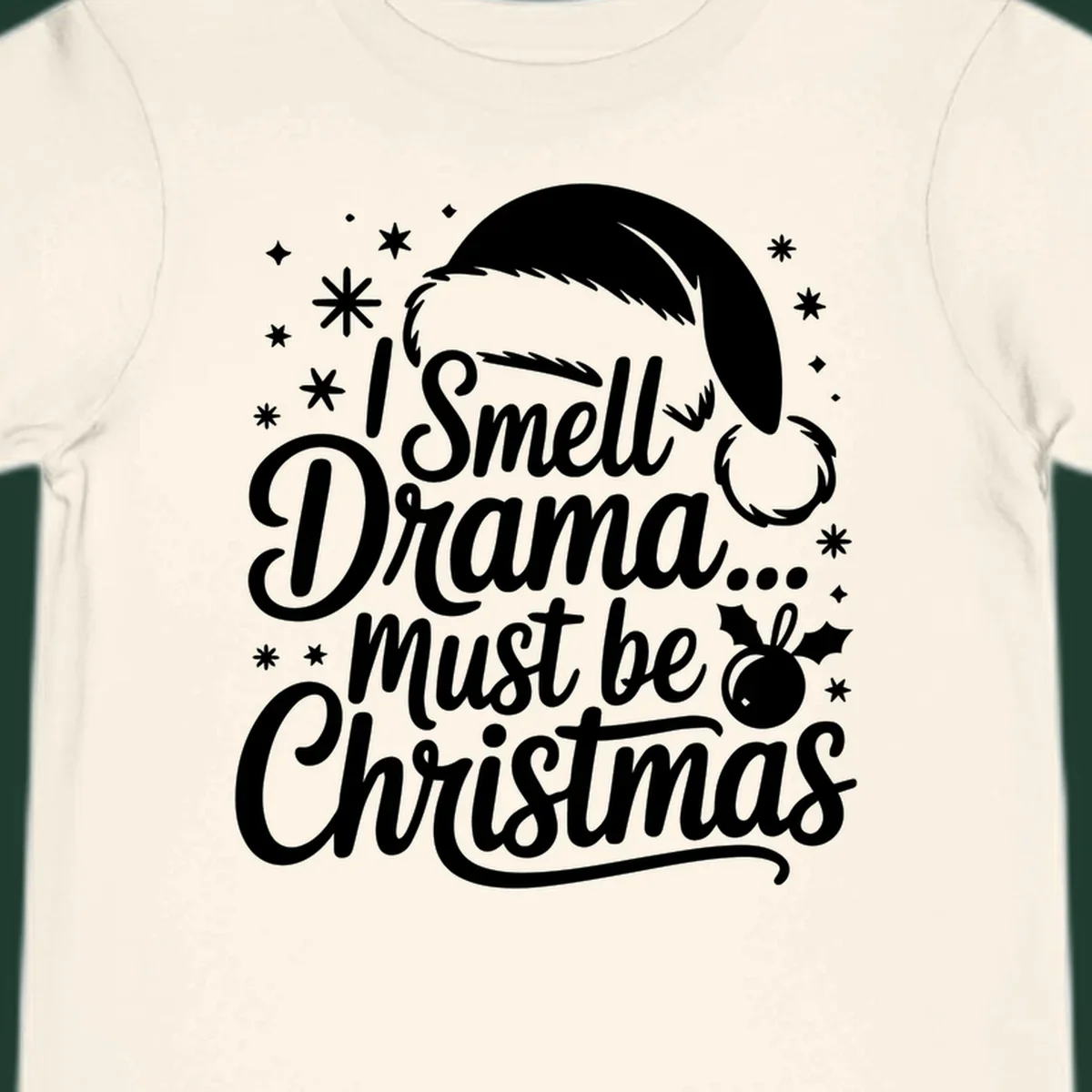 Drama christmas phrase with santa hat graphic