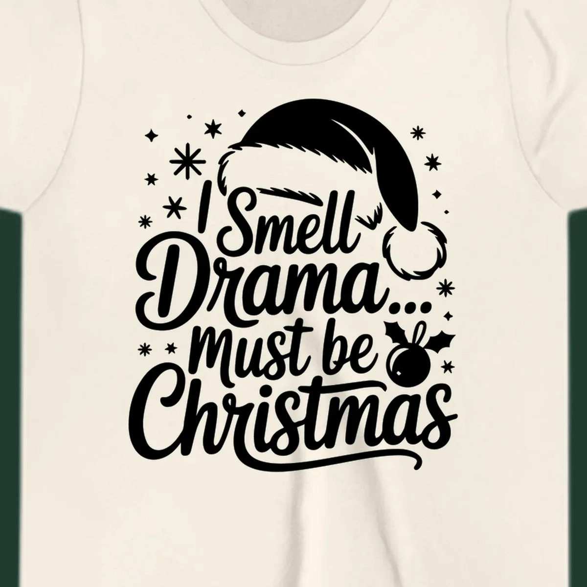 Drama christmas phrase with santa hat graphic