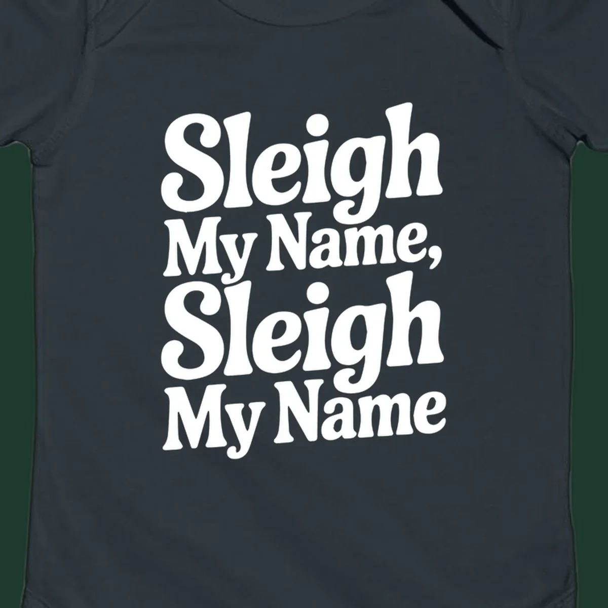 Sleigh My Name Sleigh My Name typography design in white lettering.