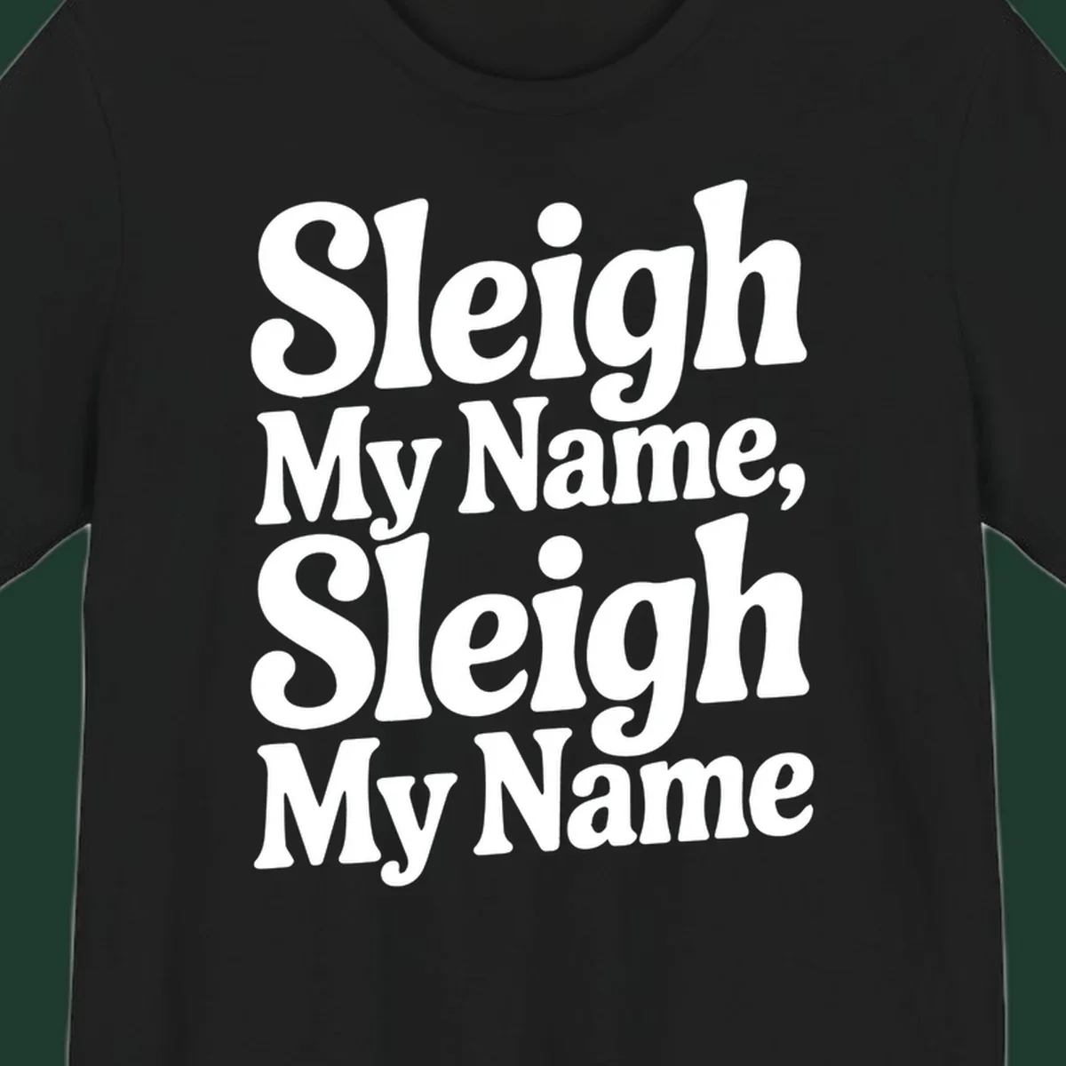 Sleigh My Name Sleigh My Name typography design in white lettering.