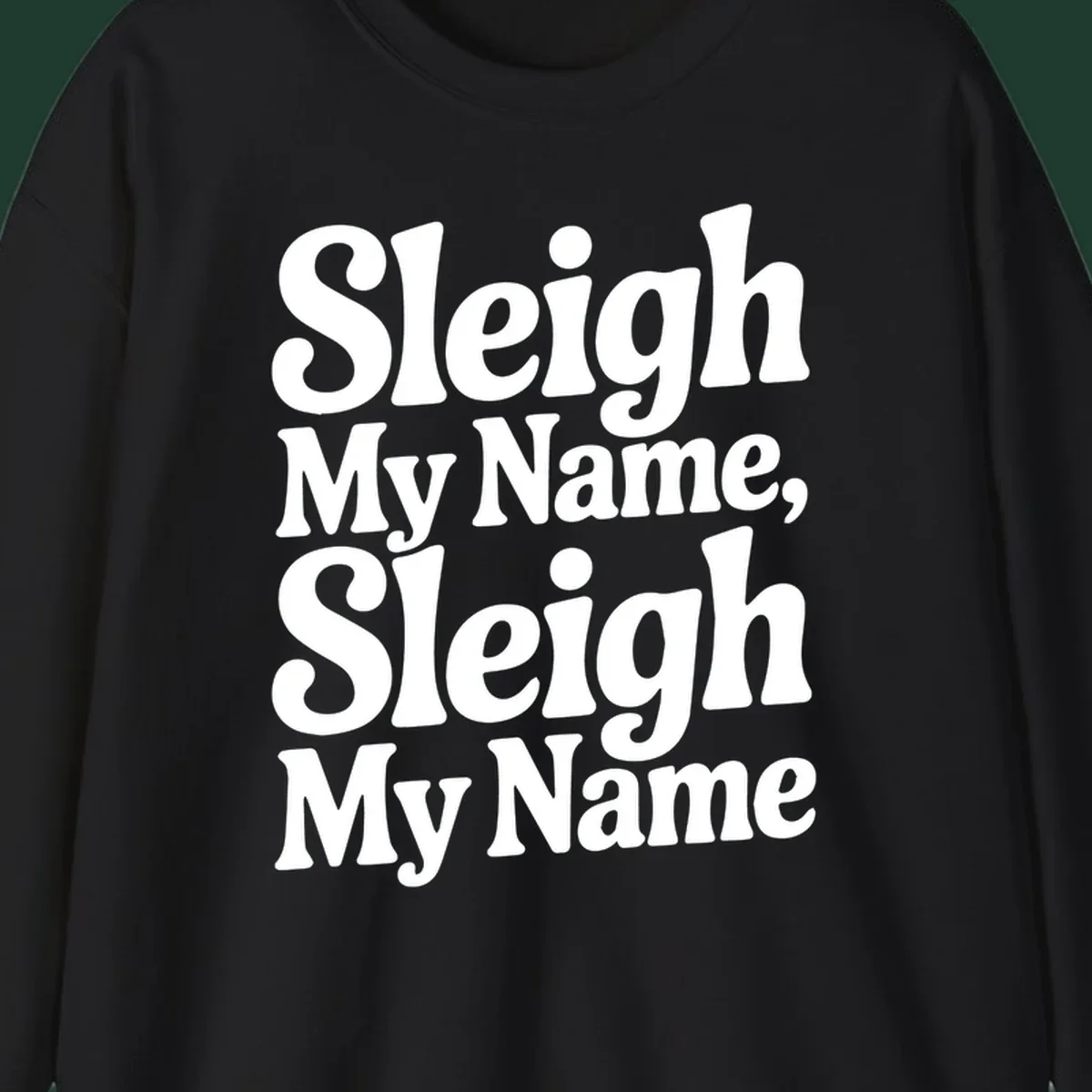 Sleigh My Name Sleigh My Name typography design in white lettering.